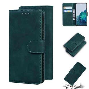 For Samsung Galaxy S21+ 5G Skin Feel Pure Color Flip Leather Phone Case(Green)