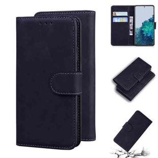 For Samsung Galaxy S21+ 5G Skin Feel Pure Color Flip Leather Phone Case(Black)