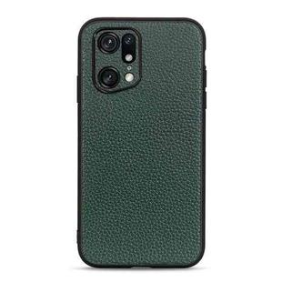 For OPPO Find X5 Accurate Hole Litchi Texture Genuine Leather Phone Case(Green)