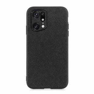 For OPPO Find X5 Accurate Hole Cross Texture Genuine Leather Phone Case(Black)