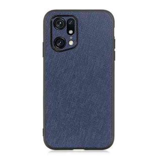 For OPPO Find X5 Accurate Hole Cross Texture Genuine Leather Phone Case(Blue)