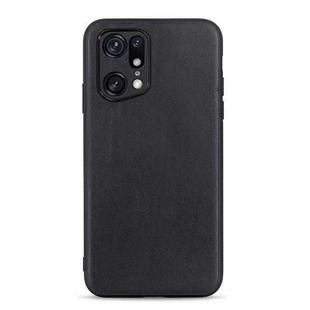 For OPPO Find X5 Accurate Hole Lambskin Texture Genuine Leather Phone Case(Black)