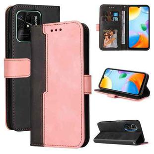 For Xiaomi Redmi 10C / Redmi 10 India Stitching-Color Horizontal Flip Leather Case(Pink)