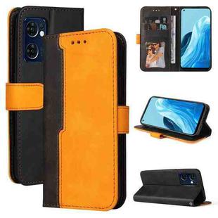 For OPPO Find X5 Lite/Reno7 5G(Global) Stitching-Color Horizontal Flip Leather Case(Orange)