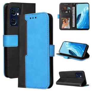 For OPPO Find X5 Lite/Reno7 5G(Global) Stitching-Color Horizontal Flip Leather Case(Blue)