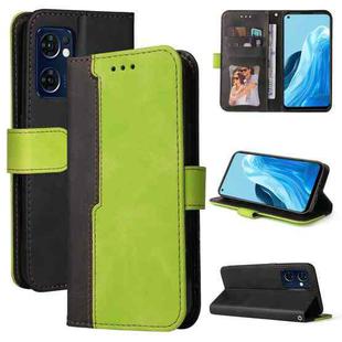 For OPPO Find X5 Lite/Reno7 5G(Global) Stitching-Color Horizontal Flip Leather Case(Green)