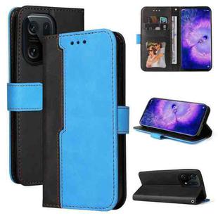 For OPPO Find X5 Stitching-Color Horizontal Flip Leather Case(Blue)