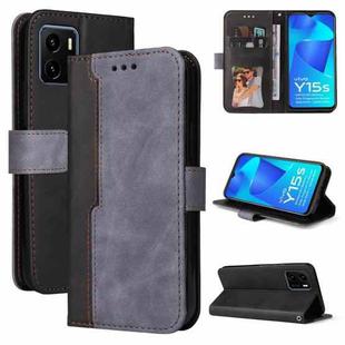 For vivo Y15S/Y15A Stitching-Color Horizontal Flip Leather Case(Grey)