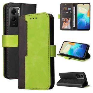 For vivo Y55S Stitching-Color Horizontal Flip Leather Case(Green)
