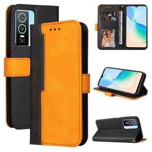 For vivo Y76 5G/Y76S Stitching-Color Horizontal Flip Leather Case(Orange)