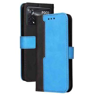 For Xiaomi POCO X4 Pro 5G Stitching-Color Horizontal Flip Leather Case(Blue)