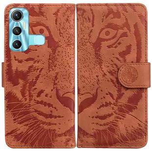 For Infinix Hot 11 X662 Tiger Embossing Pattern Horizontal Flip Leather Phone Case(Brown)