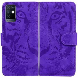 For Infinix Note 10 X693 Tiger Embossing Pattern Horizontal Flip Leather Phone Case(Purple)