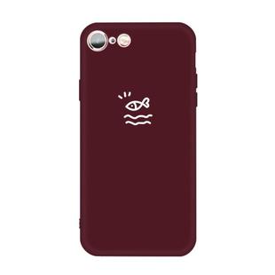 For iPhone 6s / 6 Small Fish Pattern Colorful Frosted TPU Phone Protective Case(Wine Red)