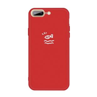 For iPhone 8 Plus / 7 Plus Small Fish Pattern Colorful Frosted TPU Phone Protective Case(Red)