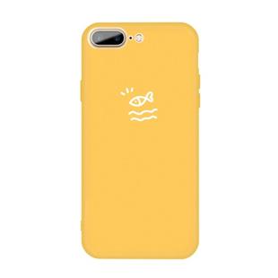 For iPhone 8 Plus / 7 Plus Small Fish Pattern Colorful Frosted TPU Phone Protective Case(Yellow)