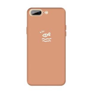 For iPhone 8 Plus / 7 Plus Small Fish Pattern Colorful Frosted TPU Phone Protective Case(Coral Orange)