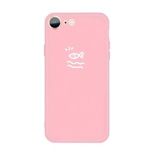 For iPhone SE 2022 / SE 2020 / 8 / 7 Small Fish Pattern Colorful Frosted TPU Phone Protective Case(Pink)