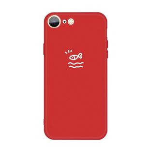 For iPhone SE 2022 / SE 2020 / 8 / 7 Small Fish Pattern Colorful Frosted TPU Phone Protective Case(Red)