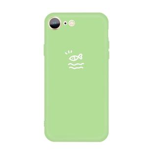 For iPhone SE 2022 / SE 2020 / 8 / 7 Small Fish Pattern Colorful Frosted TPU Phone Protective Case(Green)