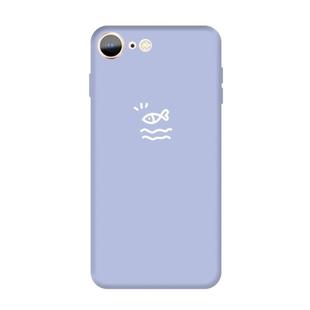 For iPhone SE 2022 / SE 2020 / 8 / 7 Small Fish Pattern Colorful Frosted TPU Phone Protective Case(Light Purple)