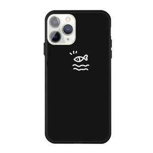For iPhone 11 Pro Small Fish Pattern Colorful Frosted TPU Phone Protective Case(Black)