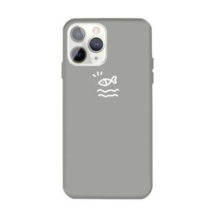 For iPhone 11 Pro Small Fish Pattern Colorful Frosted TPU Phone Protective Case(Gray)