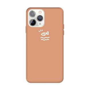 For iPhone 11 Pro Small Fish Pattern Colorful Frosted TPU Phone Protective Case(Coral Orange)