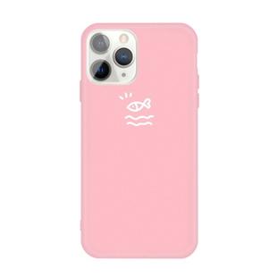 For iPhone 11 Pro Max Small Fish Pattern Colorful Frosted TPU Phone Protective Case(Pink)
