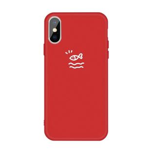For iPhone X / XS Small Fish Pattern Colorful Frosted TPU Phone Protective Case(Red)