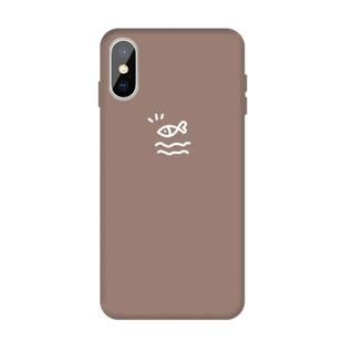 For iPhone X / XS Small Fish Pattern Colorful Frosted TPU Phone Protective Case(Khaki)