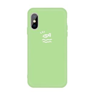 For iPhone X / XS Small Fish Pattern Colorful Frosted TPU Phone Protective Case(Green)