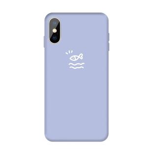 For iPhone X / XS Small Fish Pattern Colorful Frosted TPU Phone Protective Case(Light Purple)