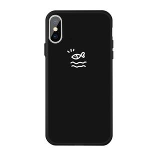 For iPhone XS Max Small Fish Pattern Colorful Frosted TPU Phone Protective Case(Black)