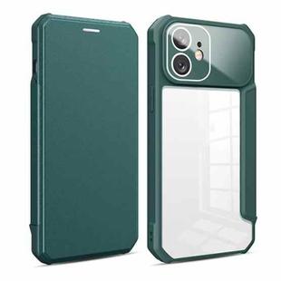 For iPhone 11 Magnetic Flip Leather Phone Case (Dark Green)