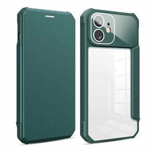 For iPhone 12 Magnetic Flip Leather Phone Case(Dark Green)