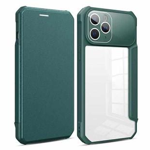 For iPhone 12 Pro Magnetic Flip Leather Phone Case(Dark Green)