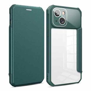 For iPhone 13 Magnetic Flip Leather Phone Case(Dark Green)