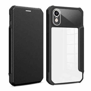 For iPhone XR Magnetic Flip Leather Phone Case(Black)
