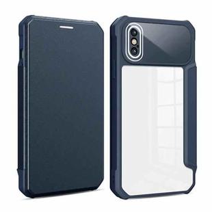 For iPhone X / XS Magnetic Flip Leather Phone Case(Blue)