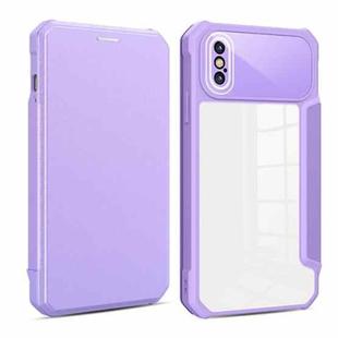 For iPhone X / XS Magnetic Flip Leather Phone Case(Purple)