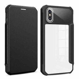 For iPhone X / XS Magnetic Flip Leather Phone Case(Black)
