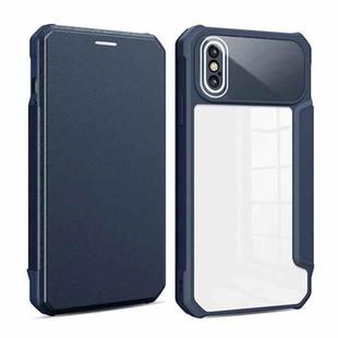 For iPhone XS Max Magnetic Flip Leather Phone Case(Blue)