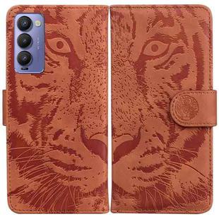 For Tecno Camon 18 / 18P Tiger Embossing Pattern Horizontal Flip Leather Phone Case(Brown)