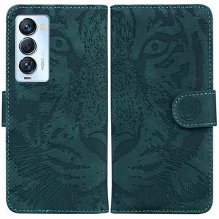 For Tecno Camon 18 Premier Tiger Embossing Pattern Horizontal Flip Leather Phone Case(Green)