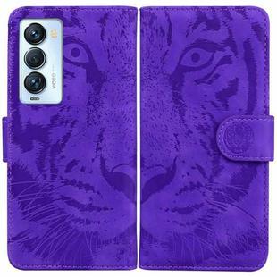 For Tecno Camon 18 Premier Tiger Embossing Pattern Horizontal Flip Leather Phone Case(Purple)