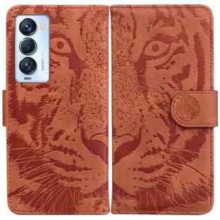 For Tecno Camon 18 Premier Tiger Embossing Pattern Horizontal Flip Leather Phone Case(Brown)