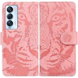 For Tecno Camon 18 Premier Tiger Embossing Pattern Horizontal Flip Leather Phone Case(Pink)