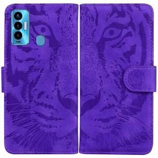 For Tecno Camon 18i Tiger Embossing Pattern Horizontal Flip Leather Phone Case(Purple)