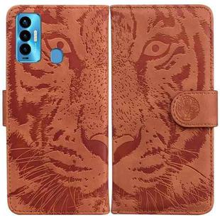 For Tecno Camon 18i Tiger Embossing Pattern Horizontal Flip Leather Phone Case(Brown)